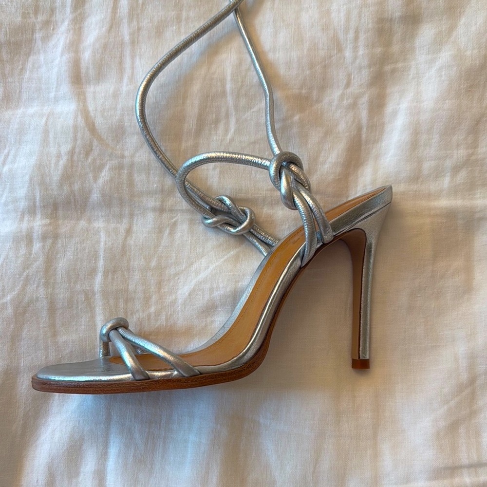 Elegant Silver Strappy Heels